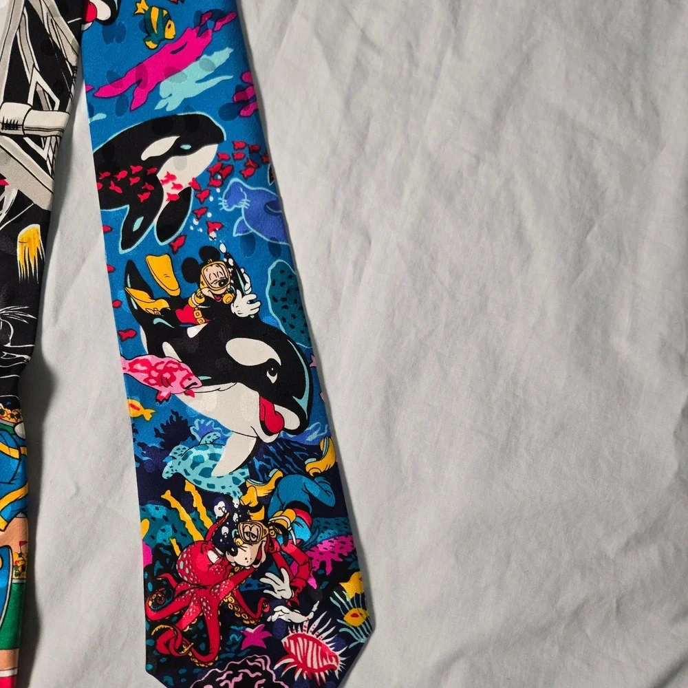 Disney‎ Silk Tie Bundle Mickey Mouse Basketball Football Scuba Vintage Lot of 3
